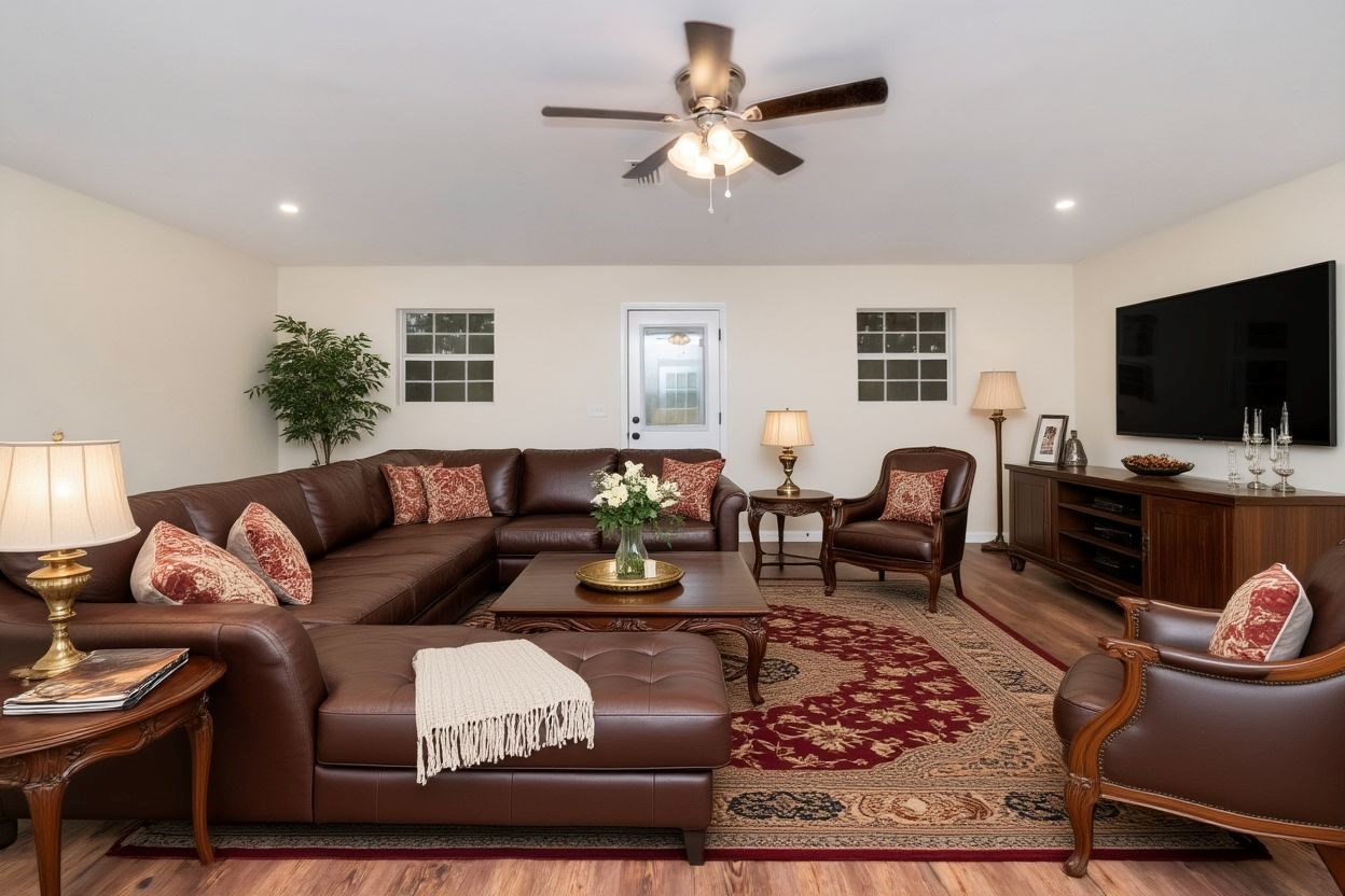 virtually staged family room